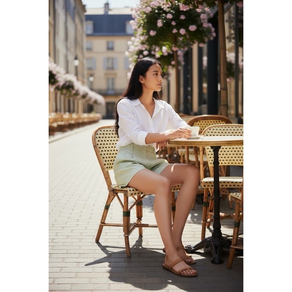 Wilfred Size 8 The Effortless Linen 5" Pleated High Rise Shorts In Sage Green